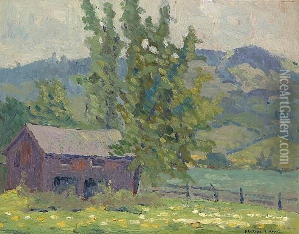 Old Blacksmith Shop Oil Painting - Phillips Frisbie Lewis