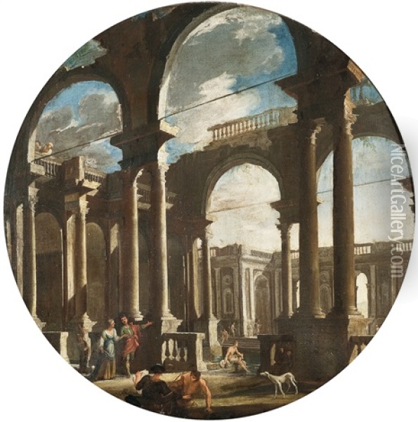 Figuren Zwischen Ruinen / Figure Entro Rovine Oil Painting - Gennaro Greco
