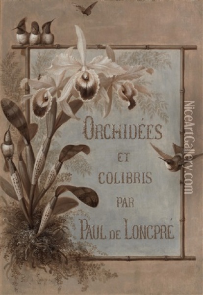 Orchidees Et Colibris Par Paul De Longpre Oil Painting - Paul De Longpre