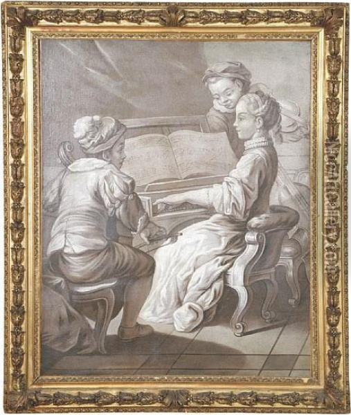 Group Of Young Musicians Oil Painting - Carle van Loo