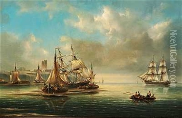 Kystparti Med Hollandske Sejlskibe Oil Painting - Govert Van Emmerik