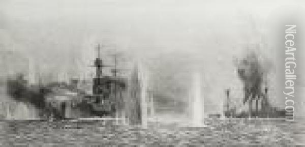 Battleships Oil Painting - William Lionel Wyllie