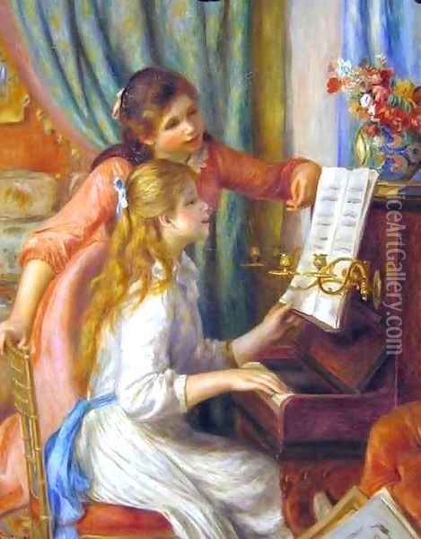 Two Young Girls at the Piano Oil Painting - Pierre Auguste Renoir
