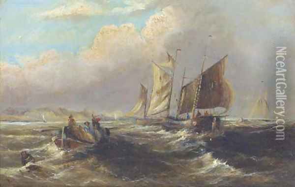 Off to the fishing grounds Oil Painting - English School