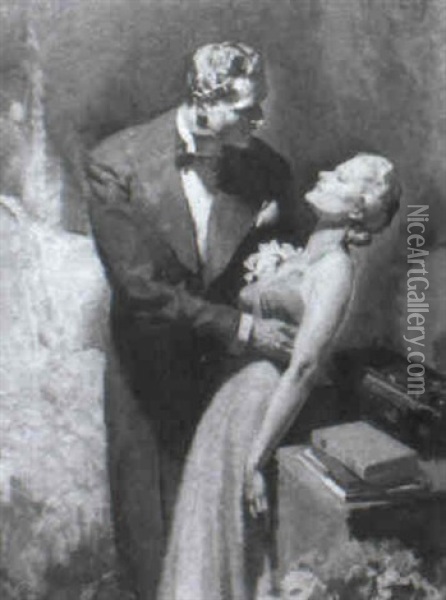 Formal Couple, She Feigning Fainting Oil Painting - Mcclelland Barclay
