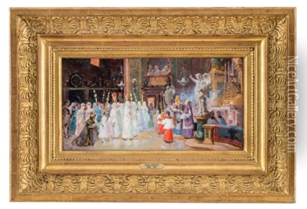 La Benediction Papale Oil Painting - Giulio Rosati