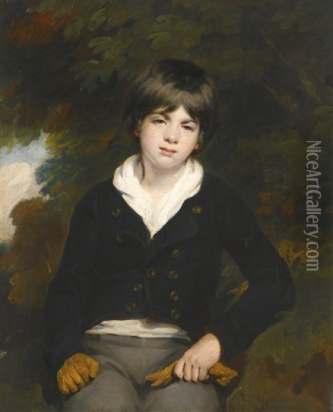 Portrait Of A Boy, Said To Be Master Barker Oil Painting - Sir William Beechey