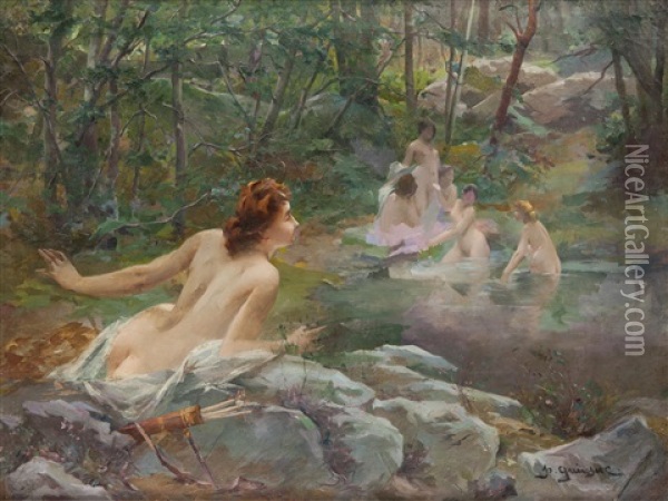 Nymphs In The Forest Oil Painting - Paul Francois Quinsac
