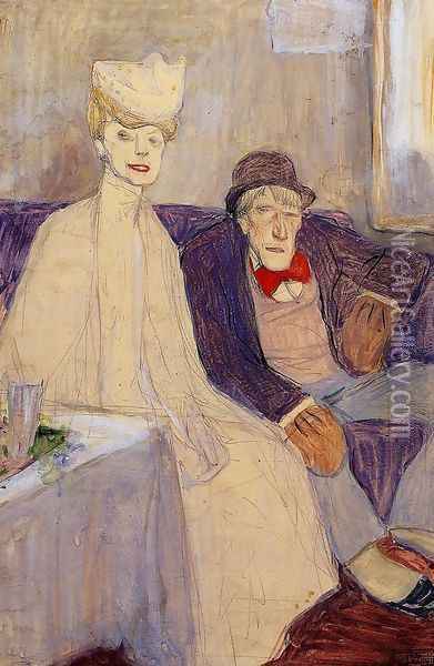 Odd Couple in a Waiting Room Oil Painting - Jules Pascin