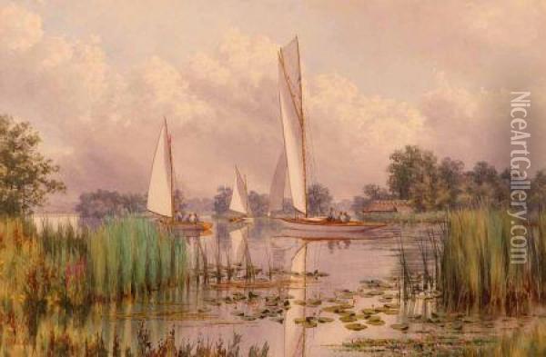 Yachts On Salhouse
Broad Oil Painting - Stephen John Batchelder