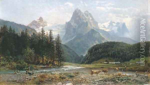 The Rosenlauigletscher, Switzerland Oil Painting - Bernhard Muthlig