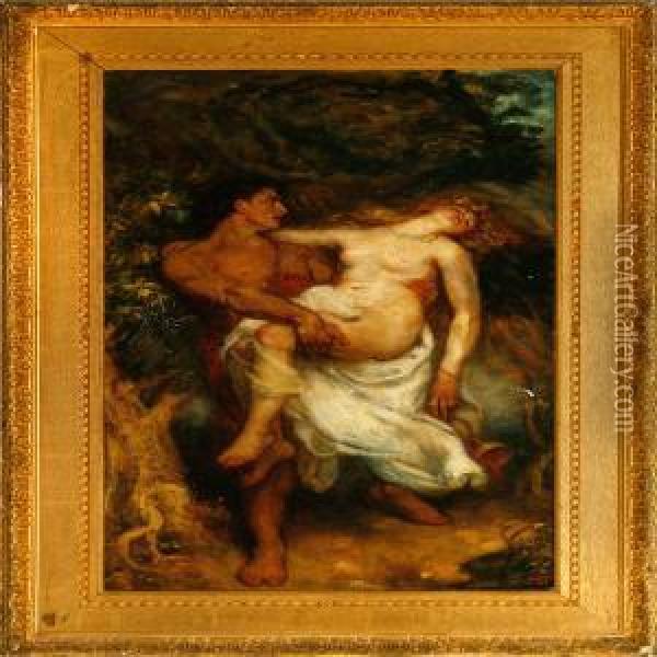 A Young Man Carryinga Nymph Oil Painting - Henry John Stock