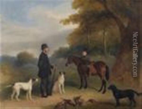 Mr Bickley And His Dogs Oil Painting - Claude Lorraine Ferneley