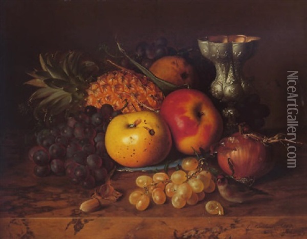 Stilleben Mit Trauben, Apfeln Und Ananas Oil Painting - Theude Groenland