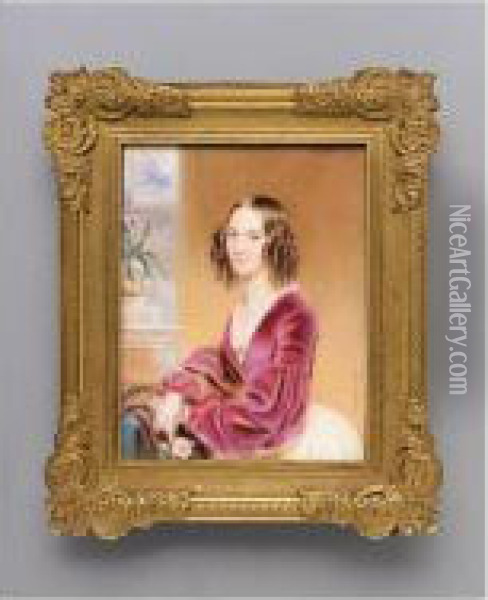 F - A Miniature Of Young Lady Oil Painting - Alois Von Anreiter