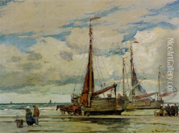 Fischer Am Belgischen Strand Oil Painting - Wilhelm Hambuechen