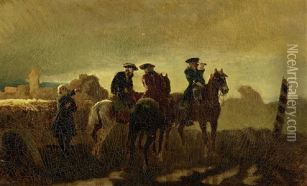 Preussische Soldaten Zu Pferde Vor Einer Festung Oil Painting - Christian Georg Speyer