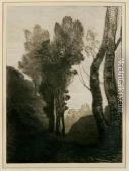 Environs De Rome (delteil, Melot 6) Oil Painting - Jean-Baptiste-Camille Corot