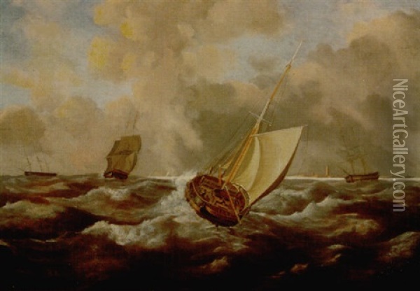 Marine Scape Oil Painting - Johannes Hermanus Koekkoek