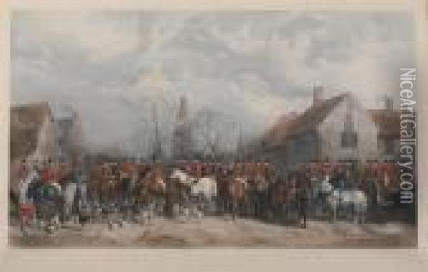 The Pytchley Hunt, The Crick Meet Oil Painting - William Barraud