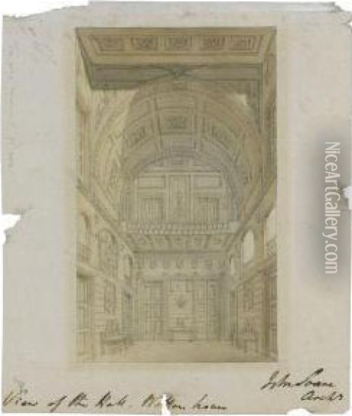 View Of The Hall At Wotton House Oil Painting - John, Sir Soane