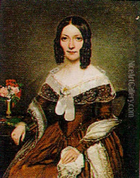 Portrait Of A Lady Oil Painting - John Simpson