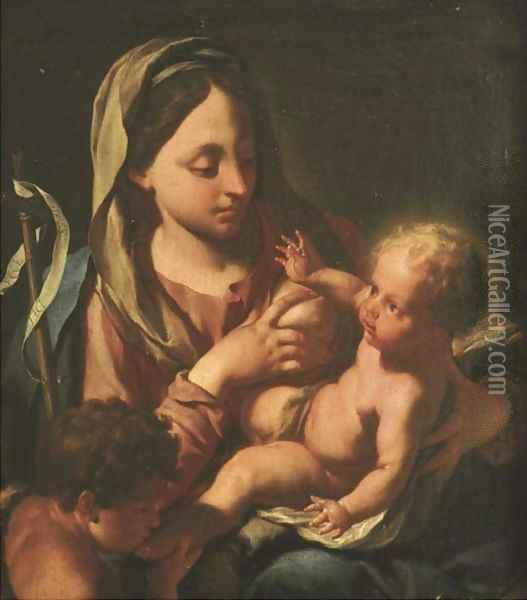 The Madonna and Child with the Infant Saint John the Baptist Oil Painting - Francesco Trevisani