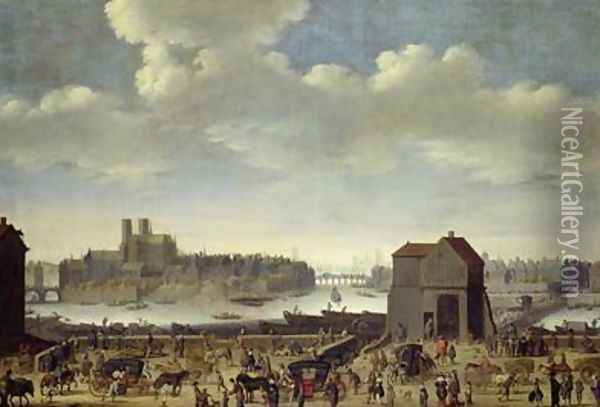 View of the Bridge and Quai de la Tournelle 1646 Oil Painting - Theodor Matham