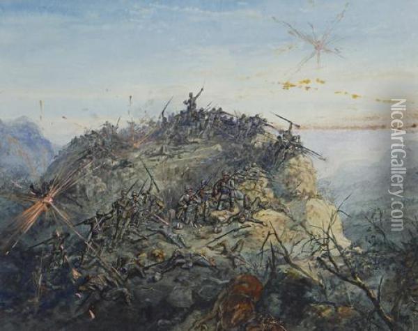 The Last Stand, Nicolson's Neck Oil Painting - Ernest Henry Griset
