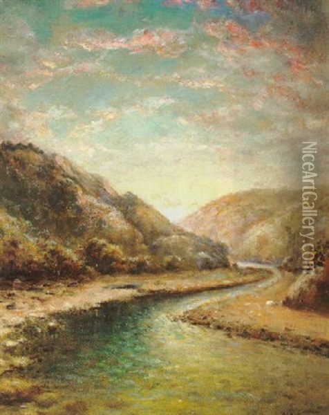 River Landscape Oil Painting - William Alexander Coulter