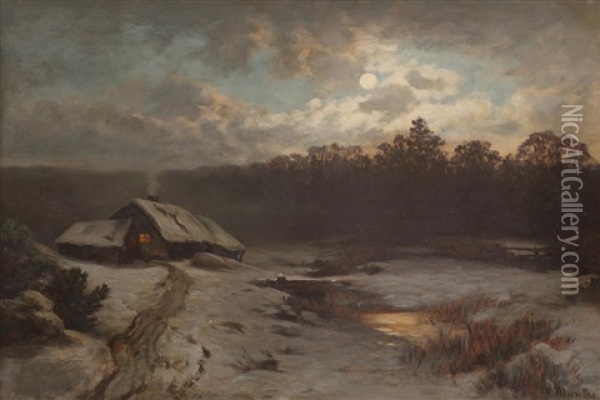 Vinterlandskap Oil Painting - Ludwig Munthe