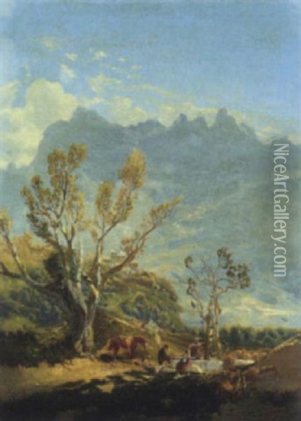 Sosta Nel Paesaggio Oil Painting - Giacomo Porchera