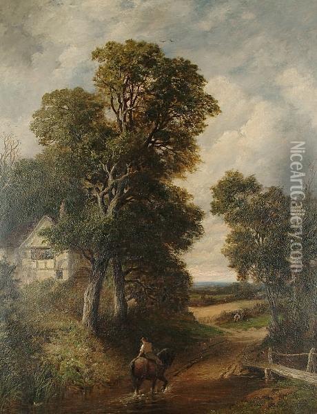 Crossing The Ford Oil Painting - William Samuel Jay