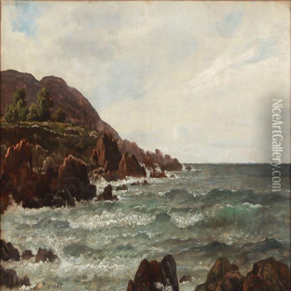 Coastal Scape From Kullen Oil Painting - Peter Johann Raadsig