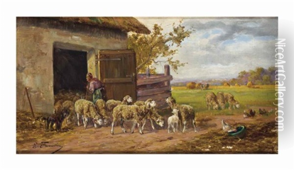 Letting The Sheep Out Oil Painting - Eugene Fromentin