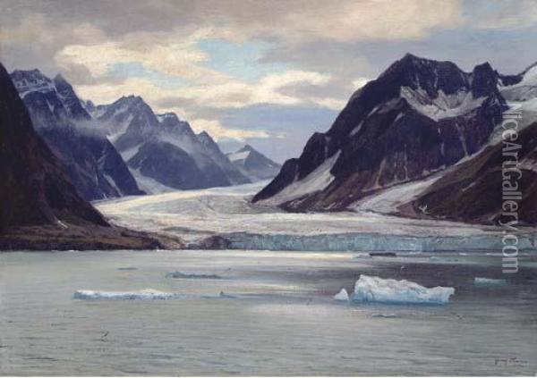 Glacial Coast, Spitzbergen Oil Painting - Georg Macco