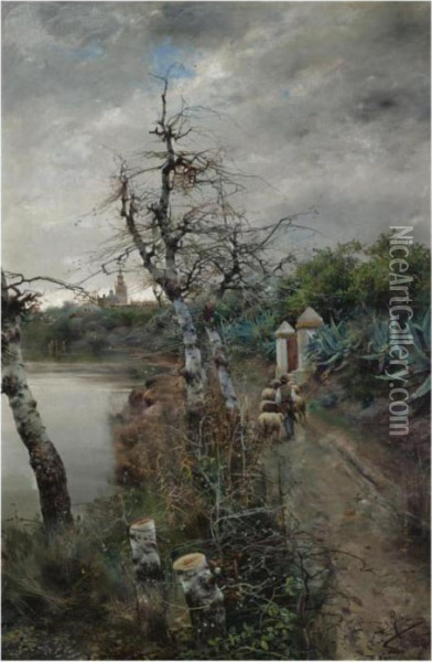 De Camino A Sevilla (on The Road To Seville) Oil Painting - Manuel Garcia y Rodriguez