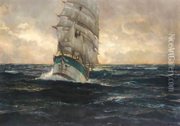 Sailing At Sunset Oil Painting - Michael Zeno Diemer