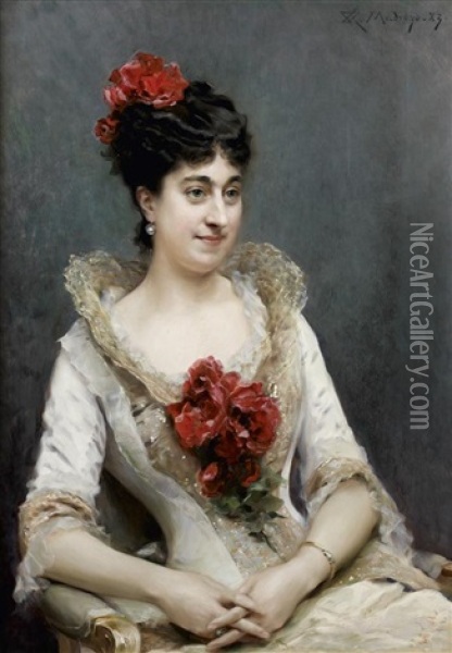 Portrait Presume De Clothilde Briat, Comtesse Pillet-will Oil Painting - Raimundo de Madrazo y Garreta
