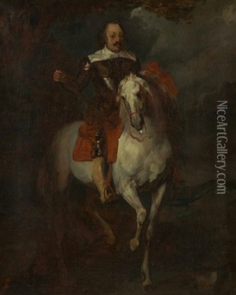 Portrait Equestre Du Marquis De Moncade (after Anton Van Dyck) Oil Painting - Eugene Delacroix