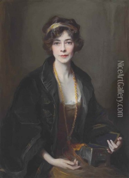Portrait Of The Marchioness Of Douro, Nee The Hon. Lilian Maud Glen Coats, Later 5th Duchess Of Wellington, Half-length Oil Painting - Philip Alexius De Laszlo