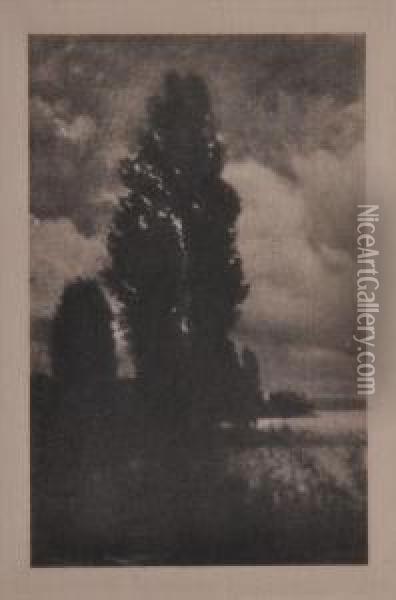 Poplars And Clouds Oil Painting - Hans Watzek