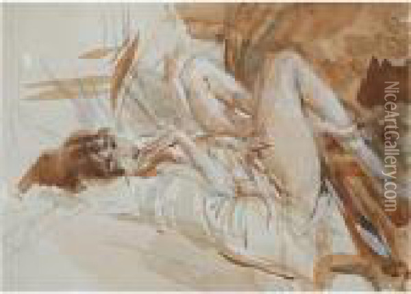 Reclining Lady Oil Painting - Giovanni Boldini