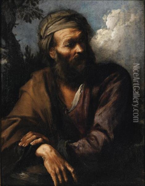Circle Of Pier Francesco Mola ; Portrait Of A Man With Turban ; Oil On Canvas Oil Painting - Pier Francesco Mola