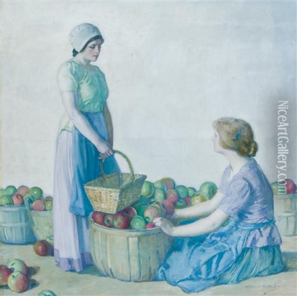 Gathering Apples Oil Painting - Myron Barlow