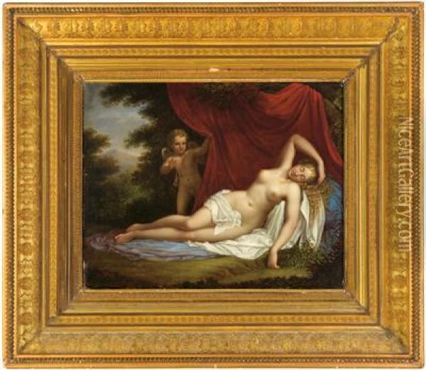 Venere Dormiente E Amore Oil Painting - Giovanni Battista Pace