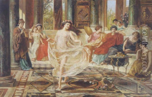 Dance In The Roman Villa Oil Painting - Emmanuel Oberhauser