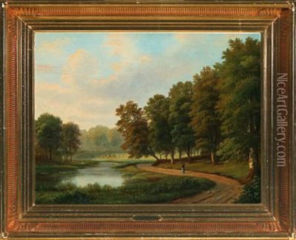 Landscape From Dyrehaven Oil Painting - Johannes Boesen