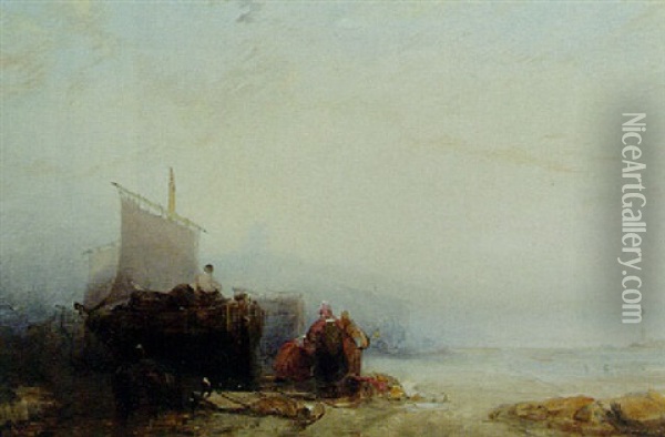 A Scene On The French Coast Oil Painting - Richard Parkes Bonington