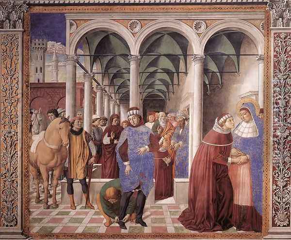 Arrival of St Augustine in Milan (scene 8, north wall) 1464-65 Oil Painting - Benozzo di Lese di Sandro Gozzoli